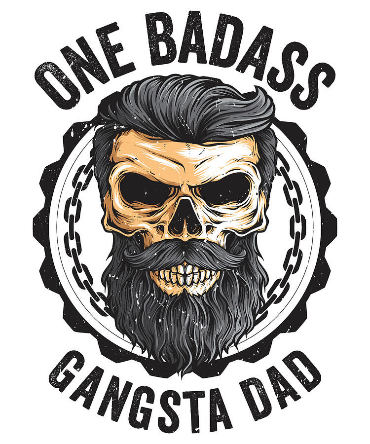 Badass Dad Gangsta Skull Children Grandpa Kids Digital Art by Toms Tee ...