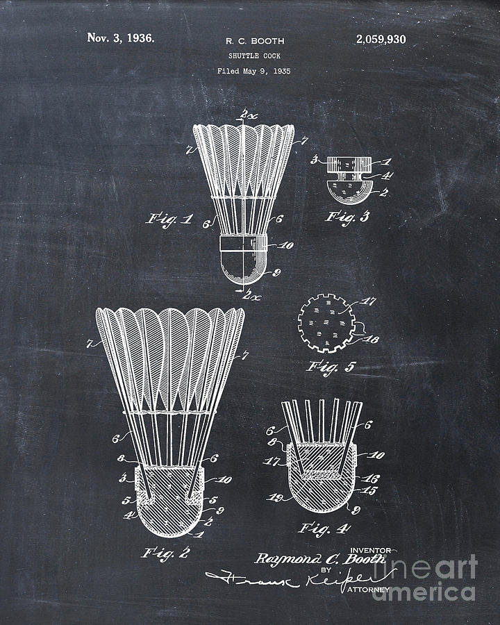 Badminton Shuttle Cock Patent Print Digital Art by Visual Design