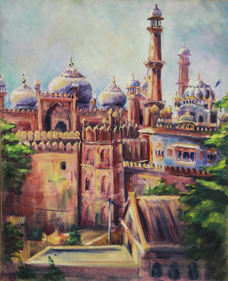 Badshahi Mosque Painting by Yahya Qureshi | Pixels