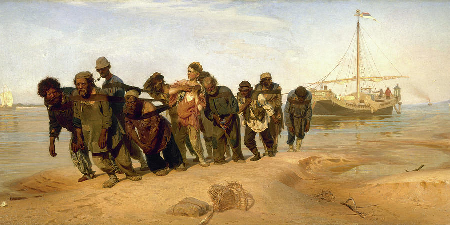 Boat Painting - Barge Haulers on the Volga #2 by Ilya Repin