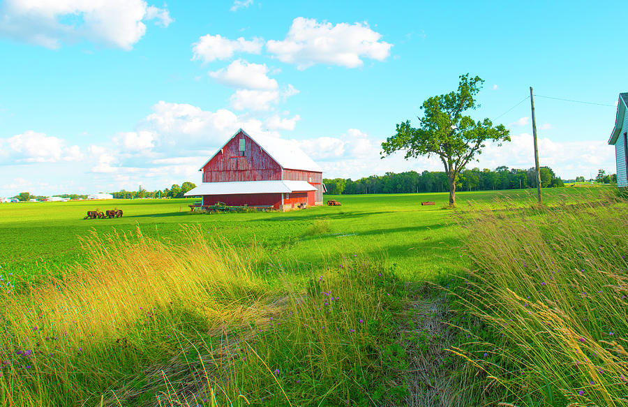 Barn-old Barn With Antique John Deer Tractor-tipton County Indid 