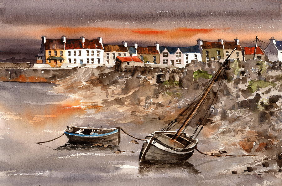 Barna Sunset, Galway #3 Painting by Val Byrne