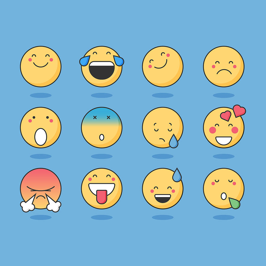 Basic emoticons #2 Drawing by Calvindexter