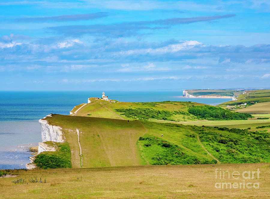 Beachy Head Cliffs And Belle Tout Lighthouse, Eastbourne, East Sussex ...