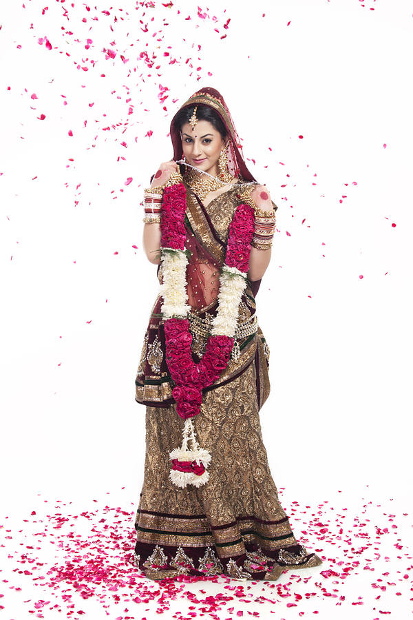 Beautiful bride holding a garland #2 Photograph by Sudipta Halder