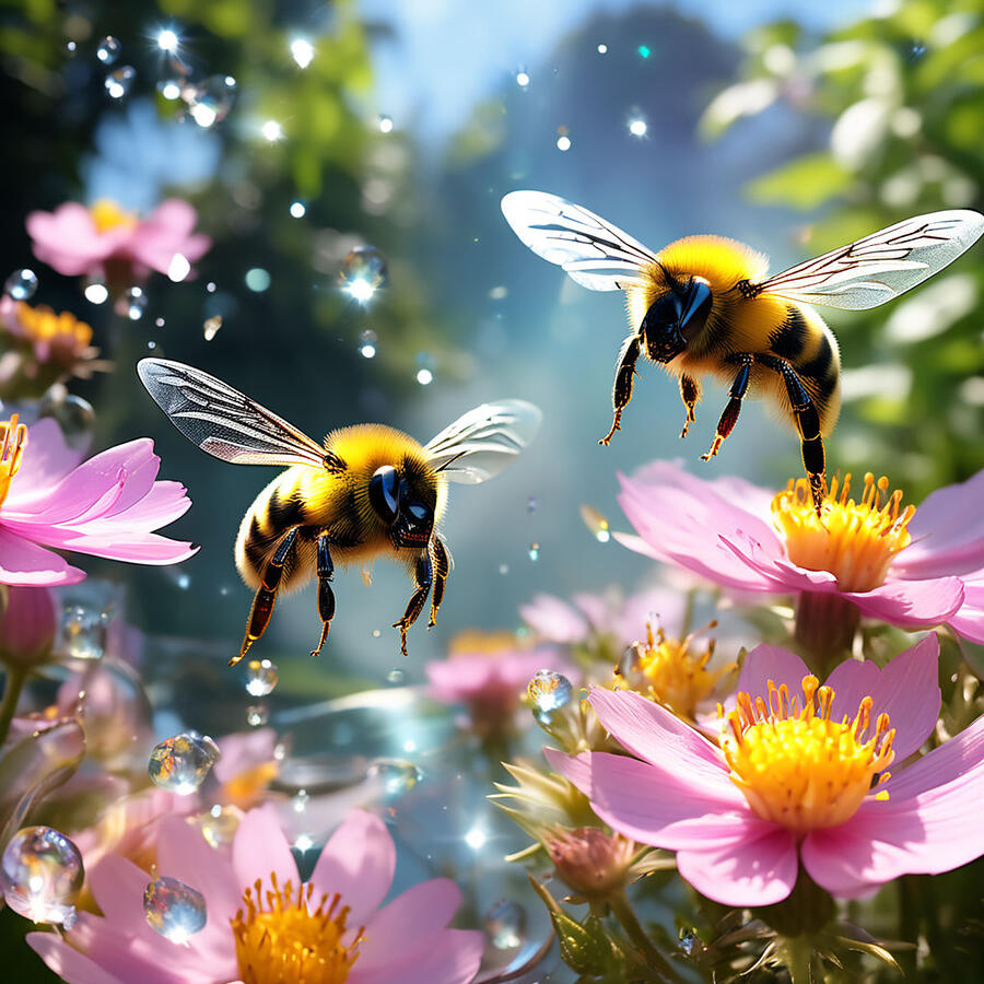 Flower Photograph - Bee in Flight #3 by John Palliser