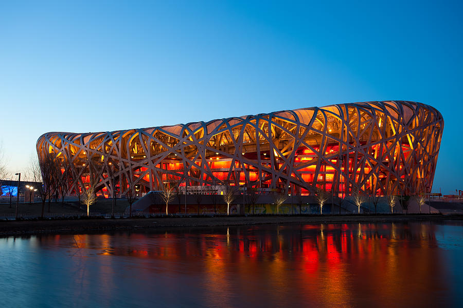 Beijing National Stadium by night - The Birds Nest #2 Photograph by Fototrav