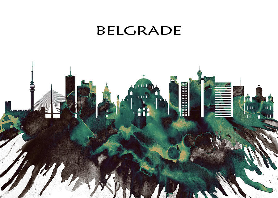 Belgrade Skyline Mixed Media by NextWay Art - Fine Art America