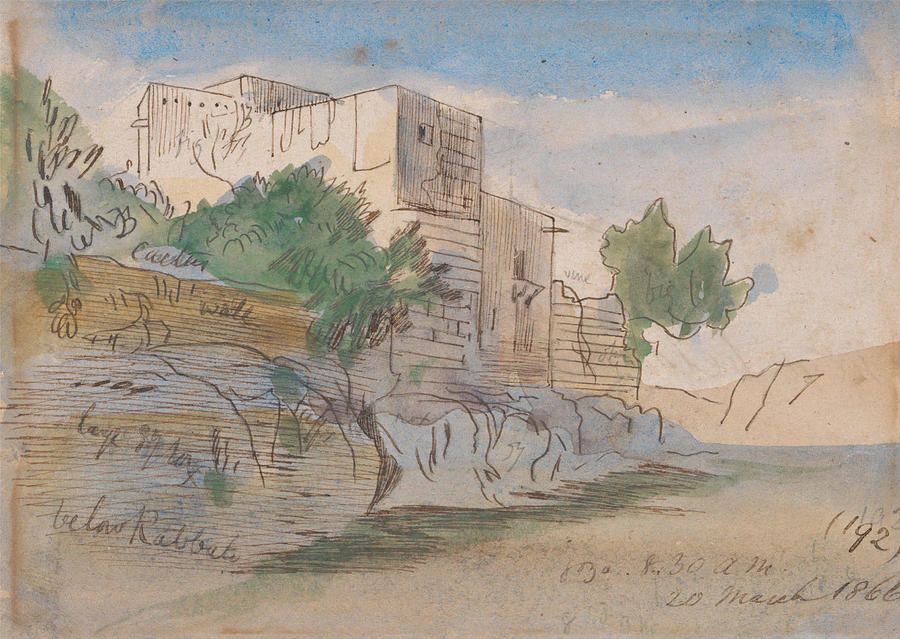 Below Rabat, Malta #3 Drawing by Edward Lear