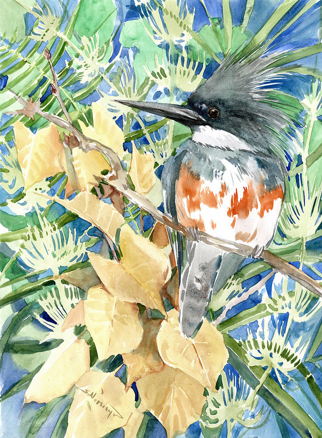 Belted Kingfisher #2 Painting by Suren Nersisyan