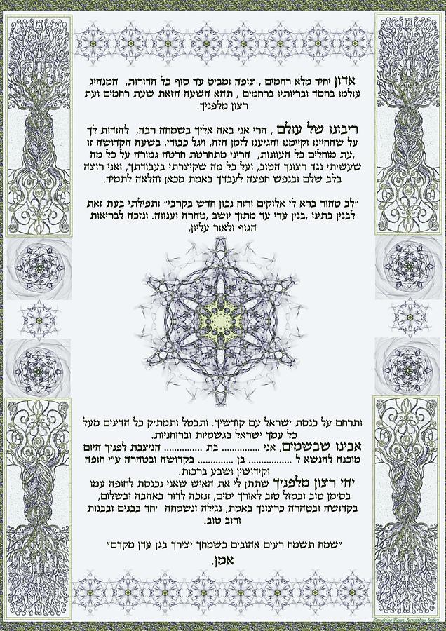 Bircat Kalah, Bride's prayer, Hebrew letters #2 Digital Art by Sandrine ...