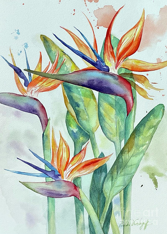 Bird of Paradise Flowers #2 Painting by Hilda Vandergriff