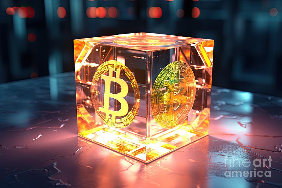 Bitcoin Cube of blockchain blocks #2 Digital Art by Benny Marty