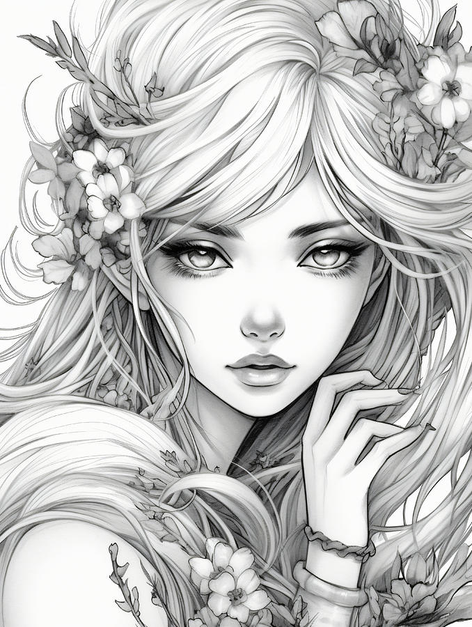 Black and White Girl Portrait Digital Art by Vlastimil Sestak - Pixels