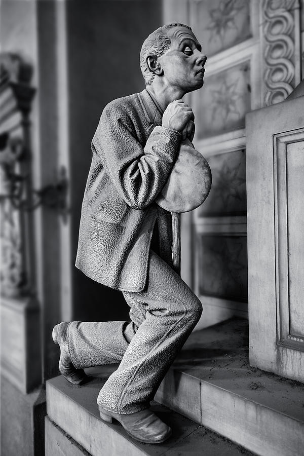 Immortal Stone - Black and white photo of the statues of Staglieno, Genoa #12 Sculpture by Paul E Williams