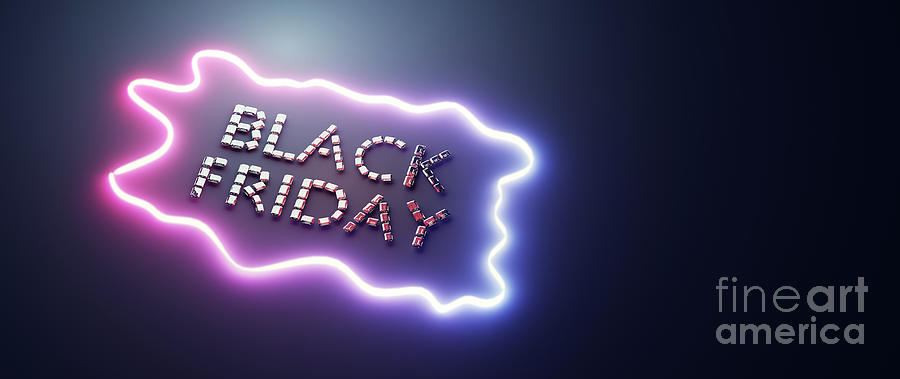 Black Friday Neon Sign Made Of Glamour Diamonds. Photograph