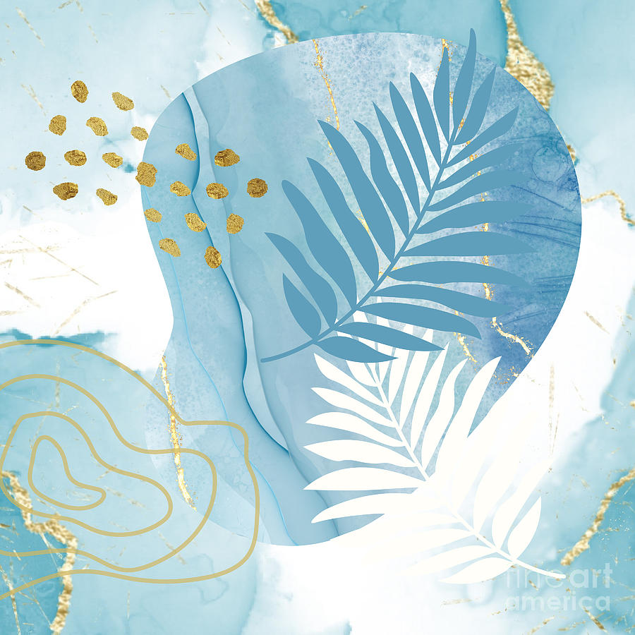 Blue and Gold Abstract with popular Boho elements background #2 Photograph by Milleflore Images