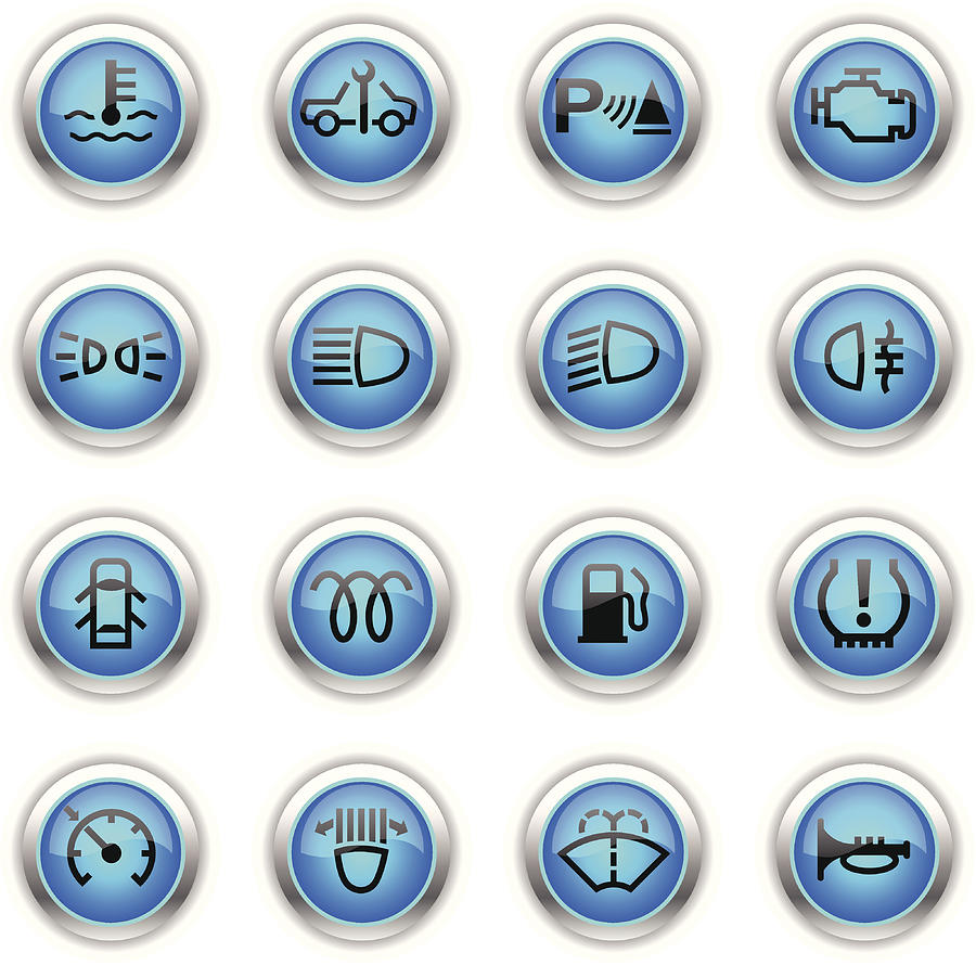 Blue Icons - Car Control Indicators #2 Drawing by Aaltazar