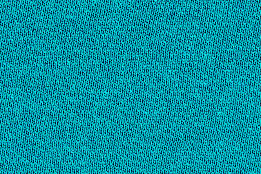 Blue Knitting Wool Texture Closeup Photo Background. Photograph