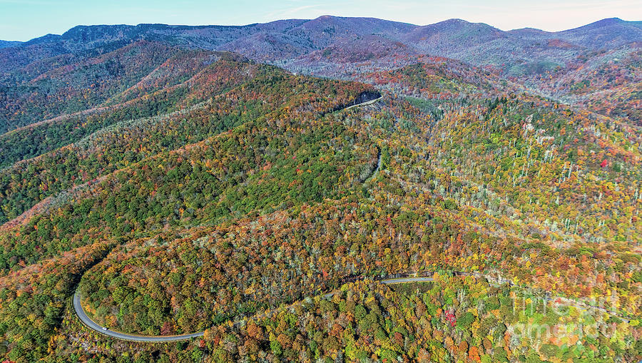 Blue Ridge Parkway Aerial View with Autumn Colors #4 Photograph by David Oppenheimer