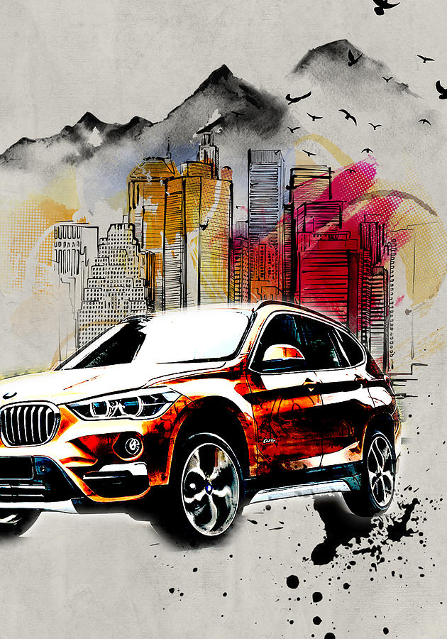 Bmw X1 Bmw Orange Suv Luxury Digital Art by Edgar Dorice - Pixels