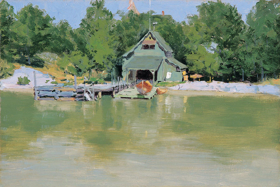 Frederic Remington Painting - Boat House at Ingleneuk  #2 by Frederic Remington