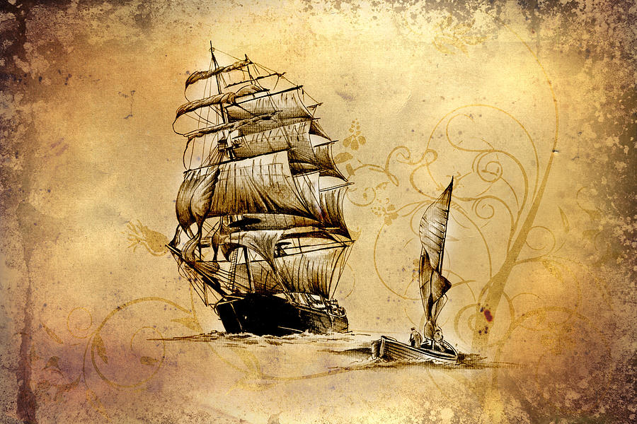 Boat sea motive illustration Digital Art by Rafal Kulik - Fine Art America