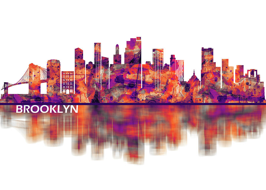 Architecture Mixed Media - Brooklyn New York Skyline #2 by NextWay Art