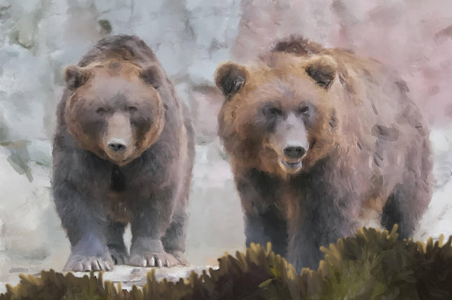 2 Brown Bears Painting by Gary Arnold