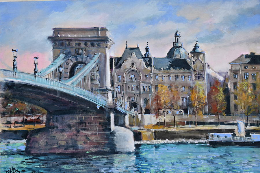 Budapest Chain bridge #2 Painting by Lorand Sipos