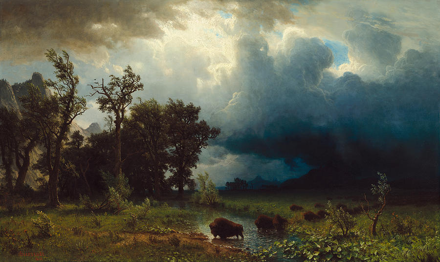 Albert Bierstadt  Painting - Buffalo Trail  The Impending Storm #2 by Albert Bierstadt