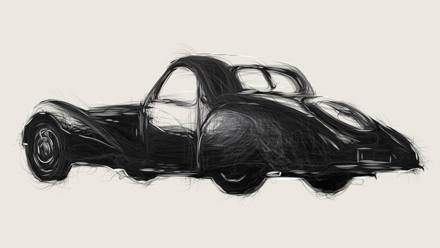 Bugatti Type 57S Coupe Drawing #2 Digital Art by CarsToon Concept