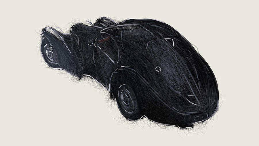 Bugatti Type 57SC Atlantic Coupe Drawing #2 Digital Art by CarsToon Concept