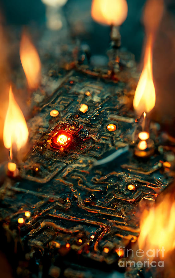 Fire Digital Art - Burning display #3 by Andreas Thaler