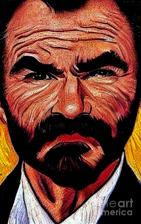 Burt Reynolds Actor Unique Art Style Mixed Media by Lisa Von - Fine Art ...