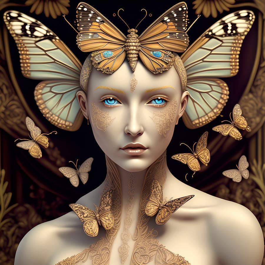 Butterfly Woman, Generative AI Illustration Digital Art by Miroslav ...