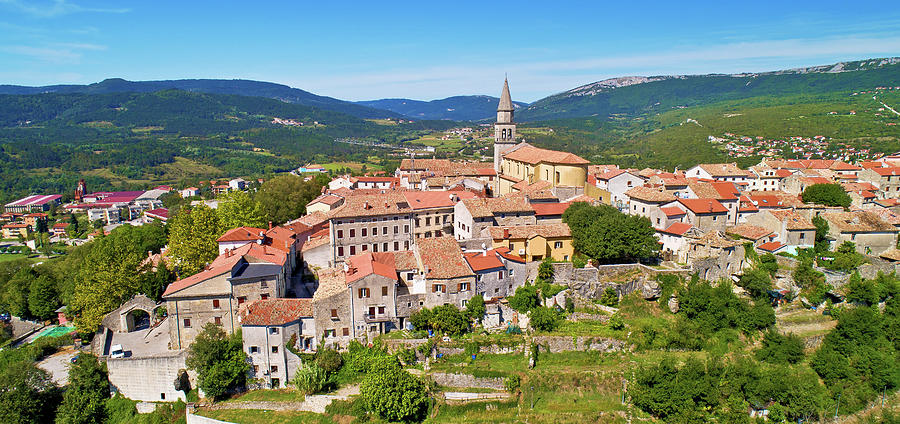 Buzet. Hill town of Buzet surrounded by stone walls in green lan #2 Photograph by Brch Photography