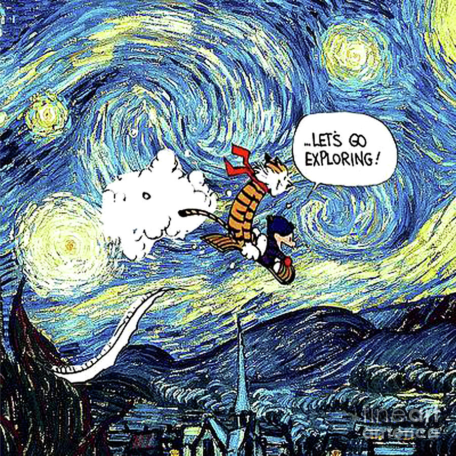 Calvin And Hobbes Starry Night Digital Art By Popo Radio Fine Art America 