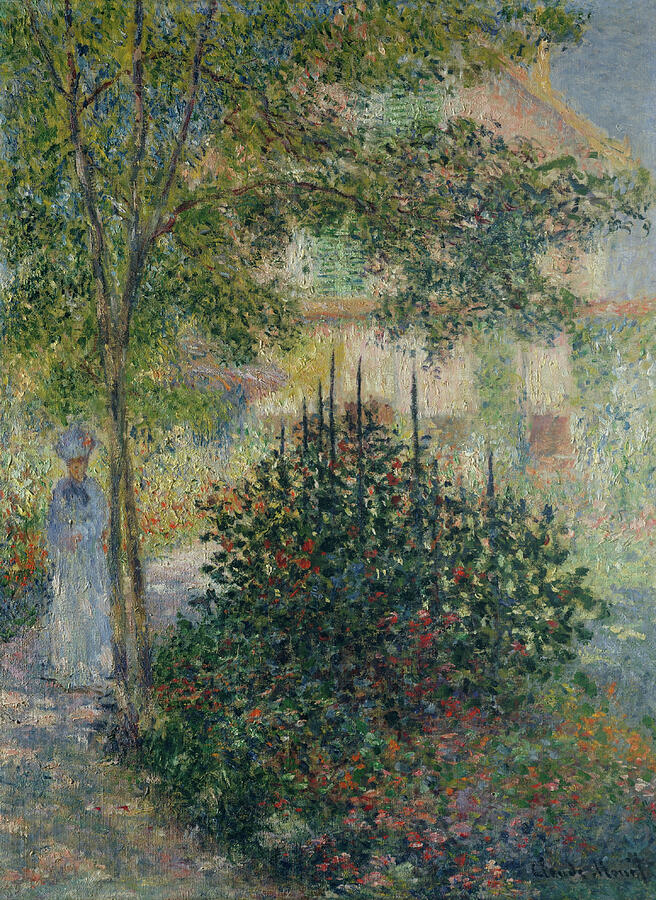 Camille Monet in the Garden at Argenteuil, from 1876 Painting by Claude Monet