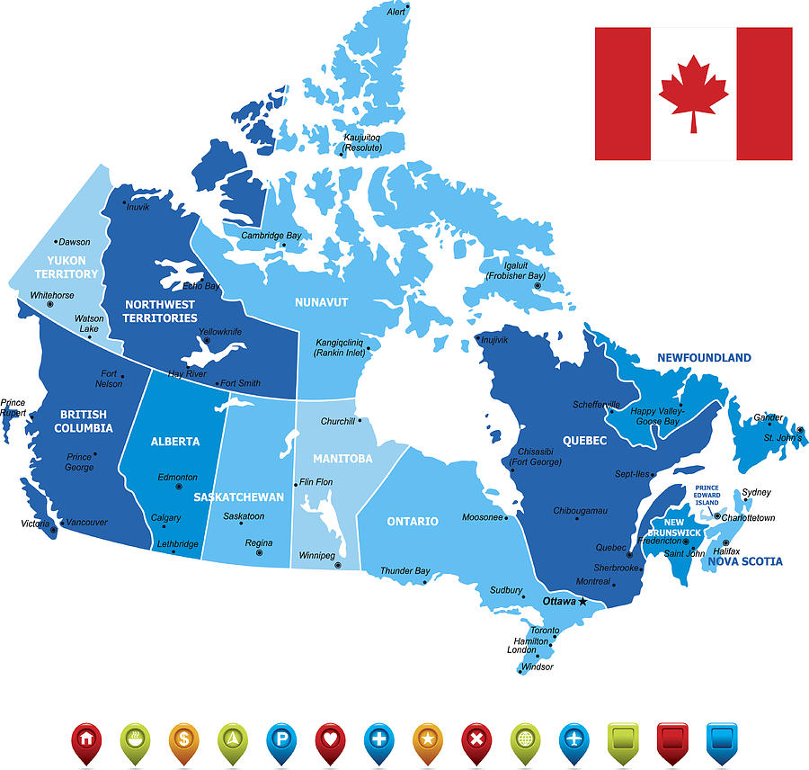 Canada Map-Vector Illustration #2 Drawing by Bergserg