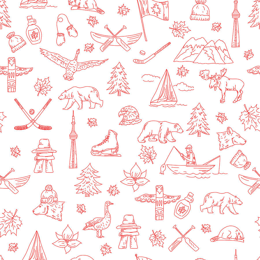 Canadian Themed Doodle Icons #2 Drawing by Diane555