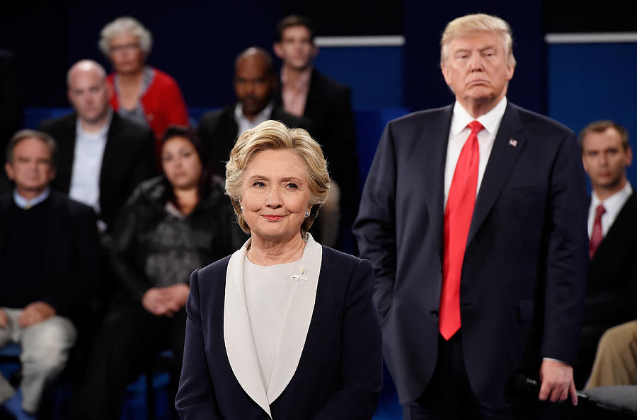 Candidates Hillary Clinton And Donald Trump Hold Second Presidential Debate At Washington University Photograph by Pool Candidates Hillary Clinton And Donald Trump Hold Second Presidential Debate At Washington University Photograph by Pool