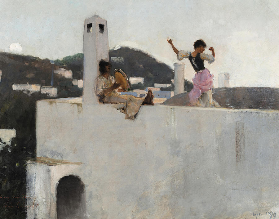 John Singer Sargent Painting - Capri Girl on a Rooftop  #2 by John Singer Sargent
