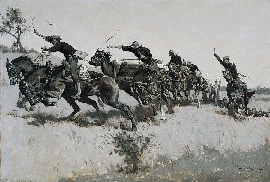 Up Movie Painting - Capt  Grimes s Battery Going Up El Poso Hill  #2 by Frederic Remington
