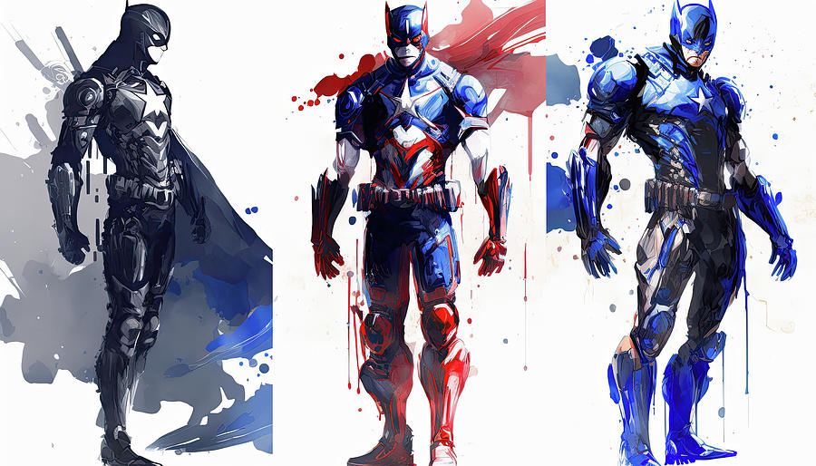 Captain America Concept Art Watercolour Painting Style Image Photograph