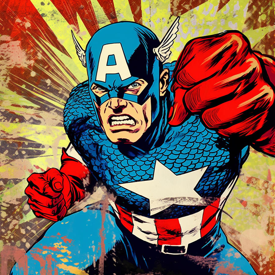 Captain America's Pop Art Battle Digital Art by Milo Everett - Fine Art ...