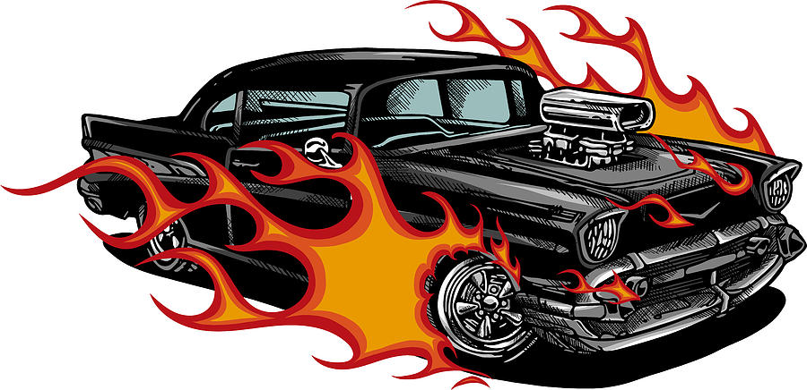 Vintage Car Hot Rod With Flames Vector Coffee Mug by Dean Zangirolami -  Pixels