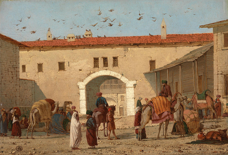 Caravanserai at Mylasa in Asia Minor #3 Painting by Richard Dadd