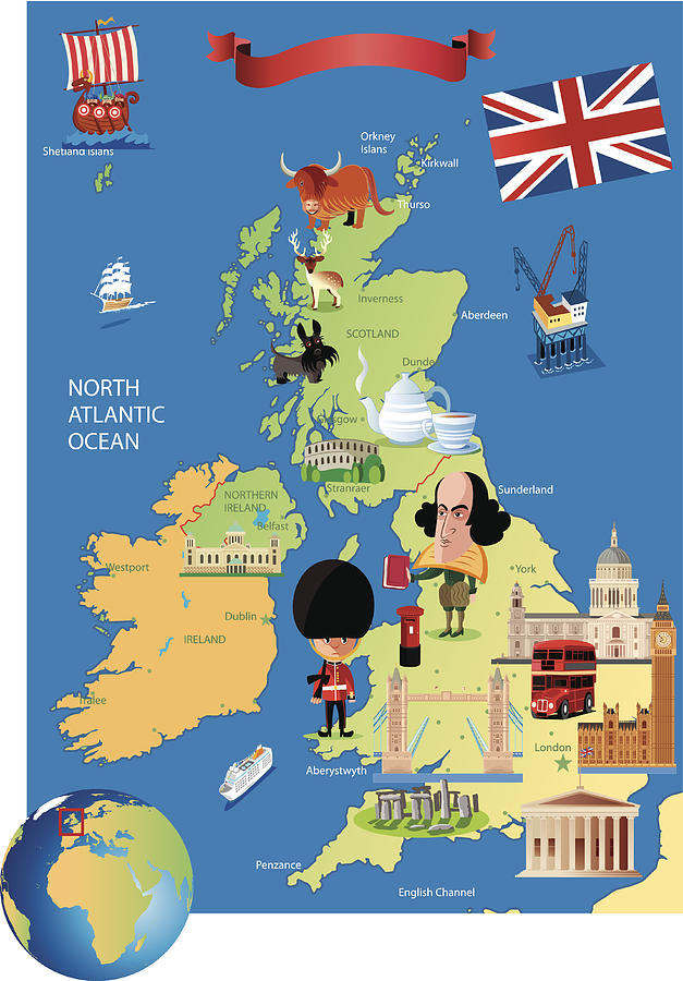 Cartoon map of UK #2 Drawing by Drmakkoy