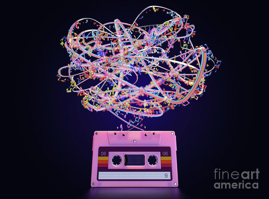 Music Digital Art - Cassette Tape Unwinding Colors #2 by Allan Swart